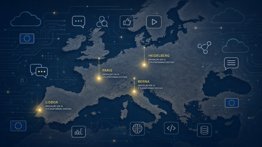 Alternativas europeias às big tech: o mapa, o futuro e a regulação Representação de apps alternativas na UE às apps americanas